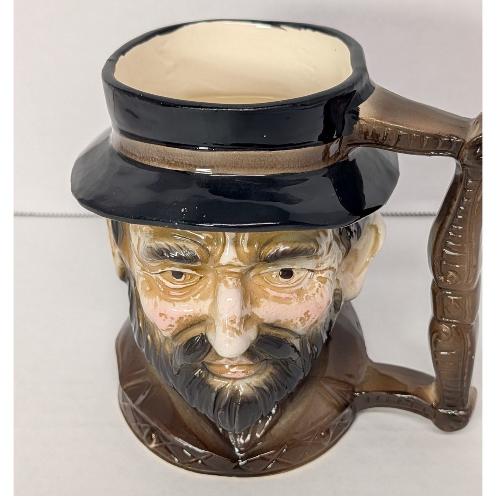 Japan Toby Mug Jug Character Man with Hat Dark Beard Mustache 16 oz